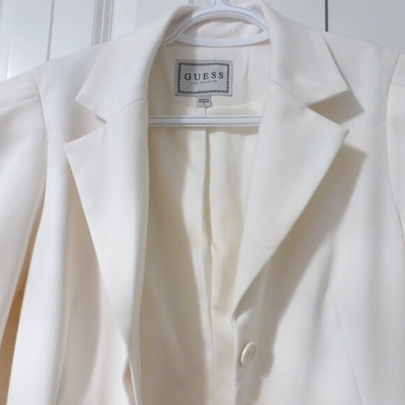 GUESS off white cream blazer overcoat with padded puffy shoulders - Picture 6 of 16